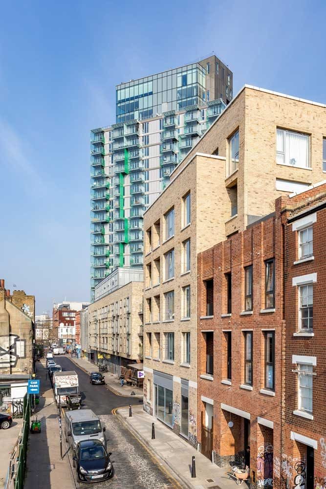 The balconies provide far-reaching views out over The City and Canary Wharf