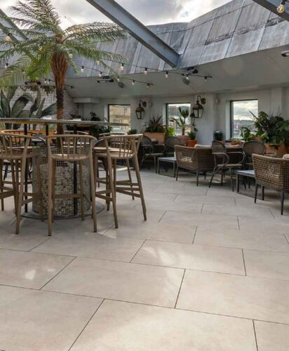 Paved terrace bar