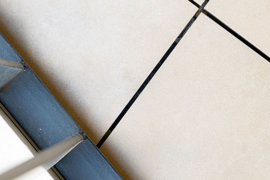 Porcelain paving on balcony close-up
