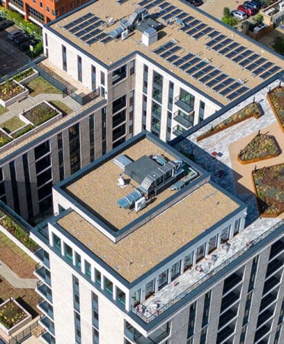 Bowback House roof terraces from above