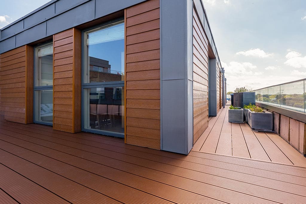 Decked roof terrace