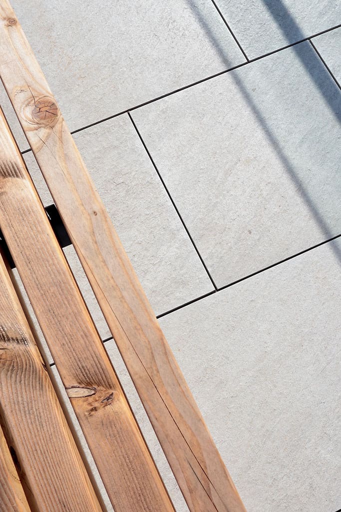 Paving and bench close-up