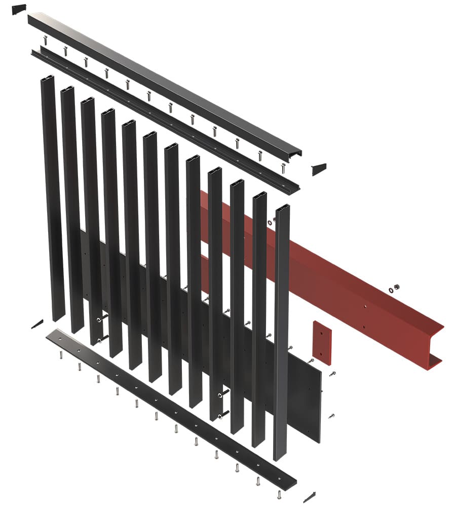 Linear Frame Exploded Render