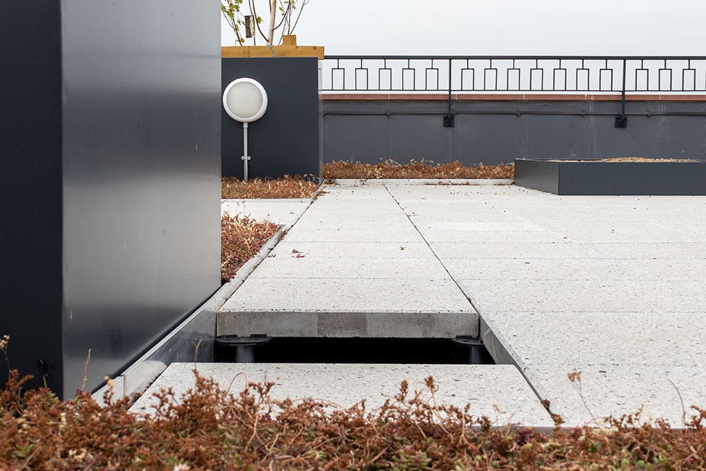 Pavers laid on roof terrace