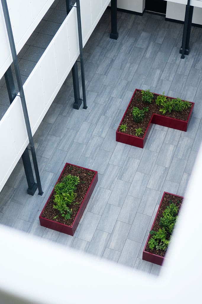 Courtyard and planters from above