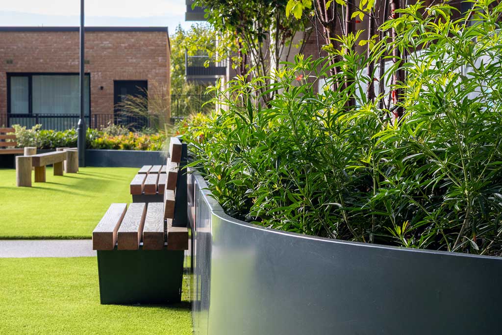 Planters and benches