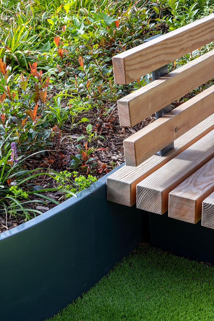 Planter and bench close-up