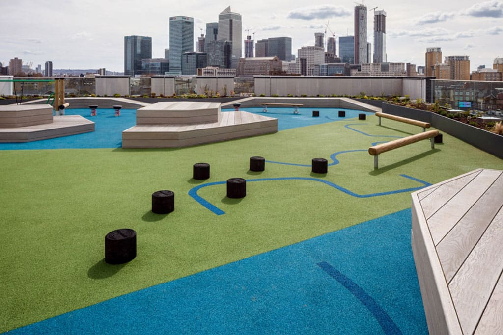 Rubber Crumb on roof terrace