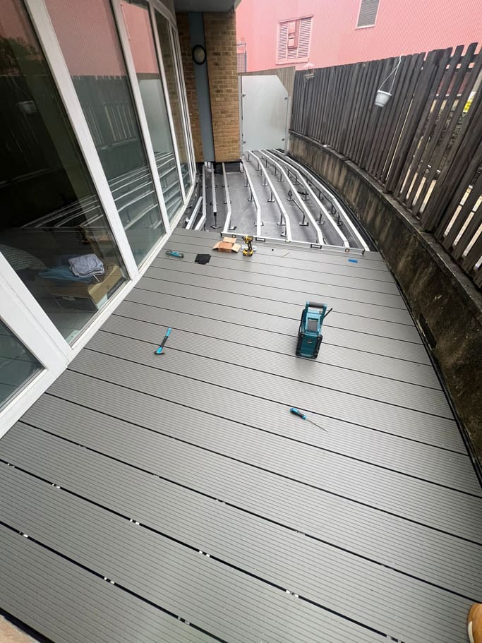 Aluminium decking installation