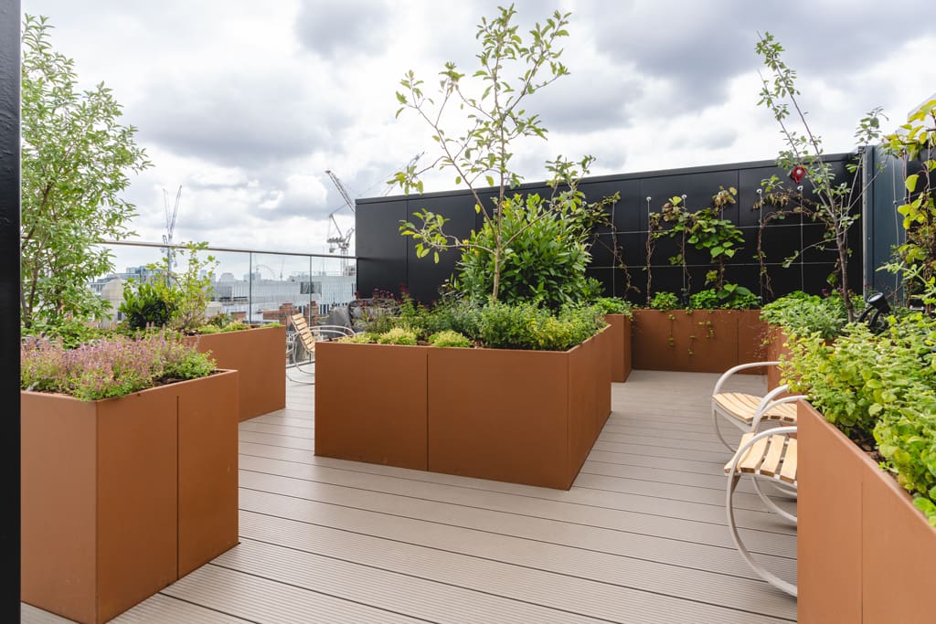One James Street terrace planters