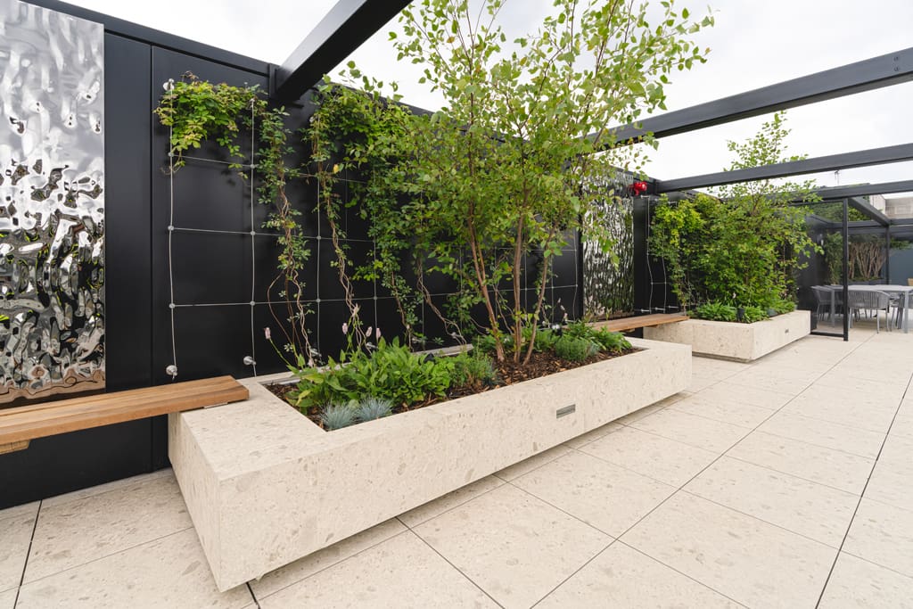 One James Street terrace porcelain planter