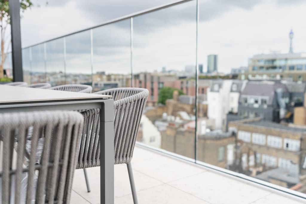 One James Street terrace seating and balustrade