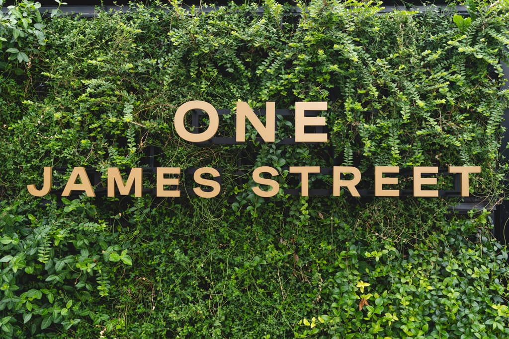 One James Street green sign