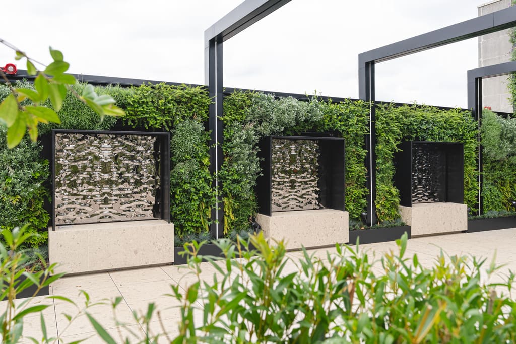 One James Street terrace porcelain planters