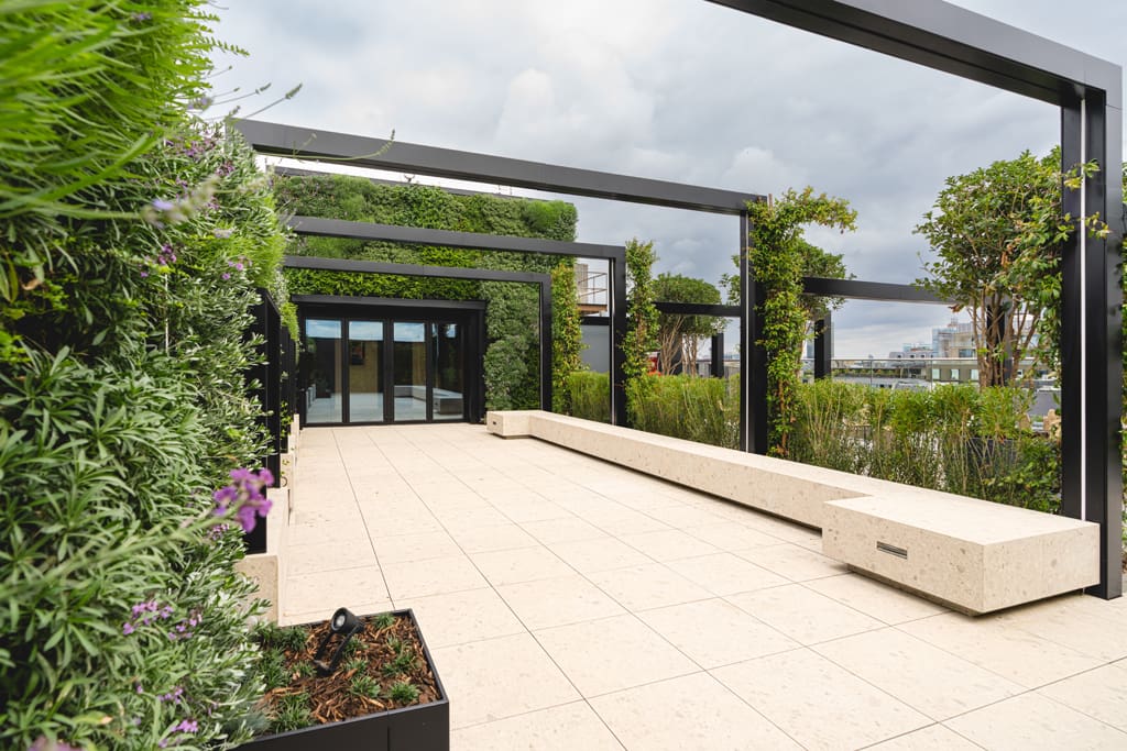 One James Street roof terrace porcelain bench