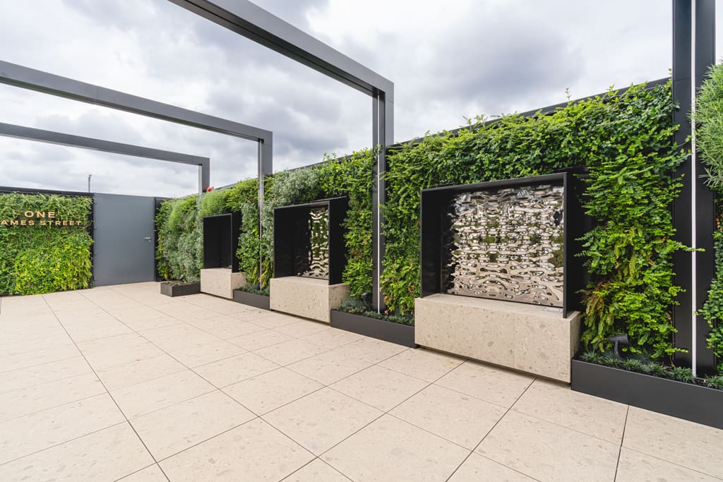 One James Street roof terrace porcelain bench