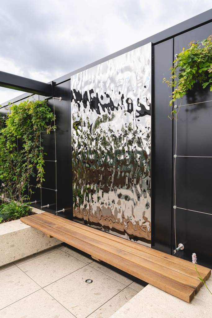 One James Street terrace bench and planter