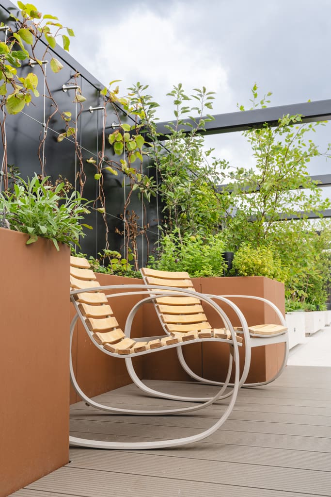 One James Street terrace planters and seating