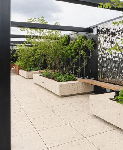 1 James Street terrace porcelain planters