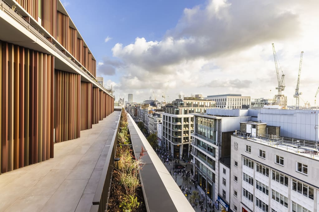 Oxford Street roof terrace view