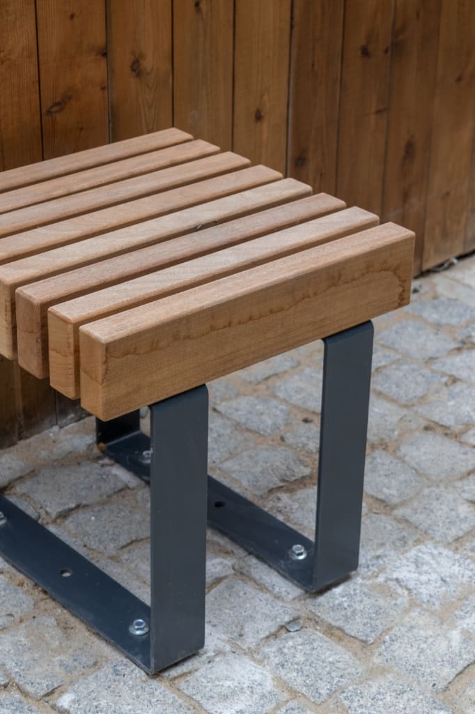 Wooden benches close-up