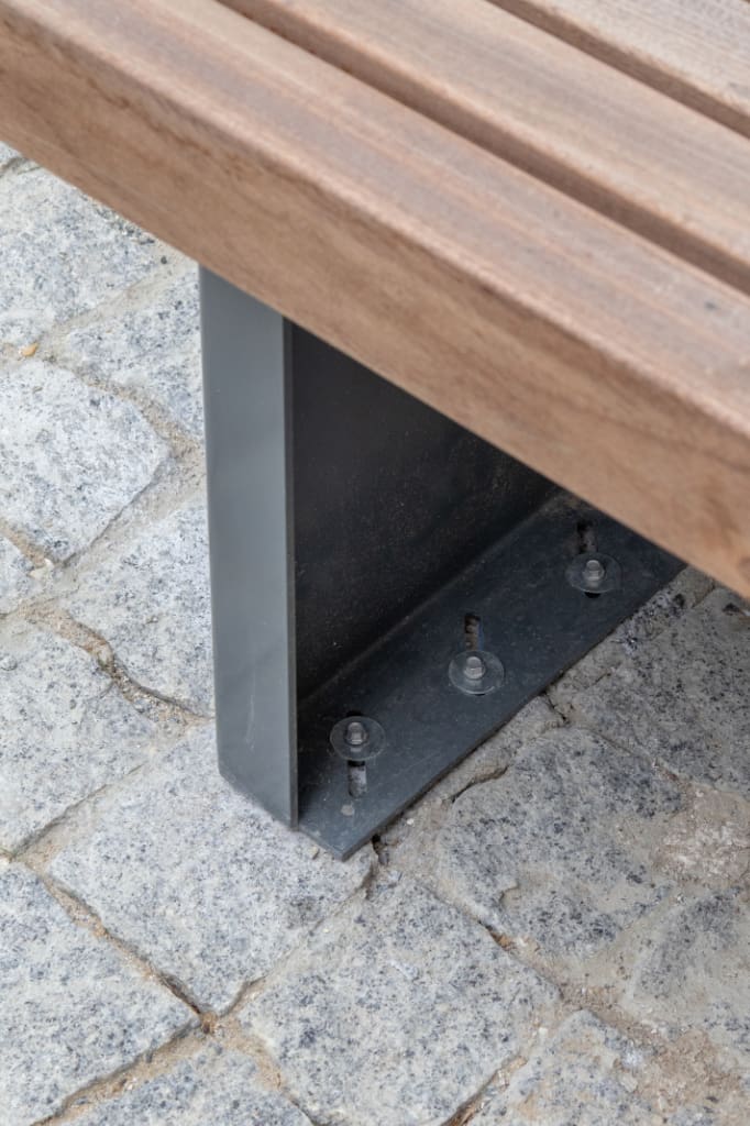 Bench fixings on paving