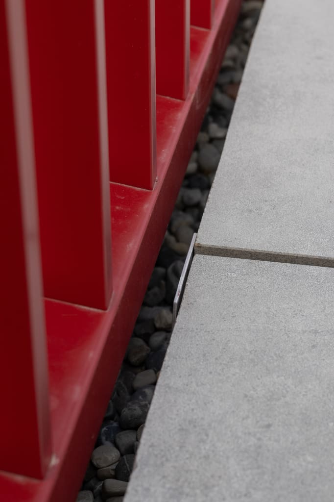 Balustrade and paving edge close-up