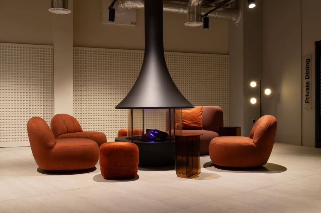 Paved communal seating area