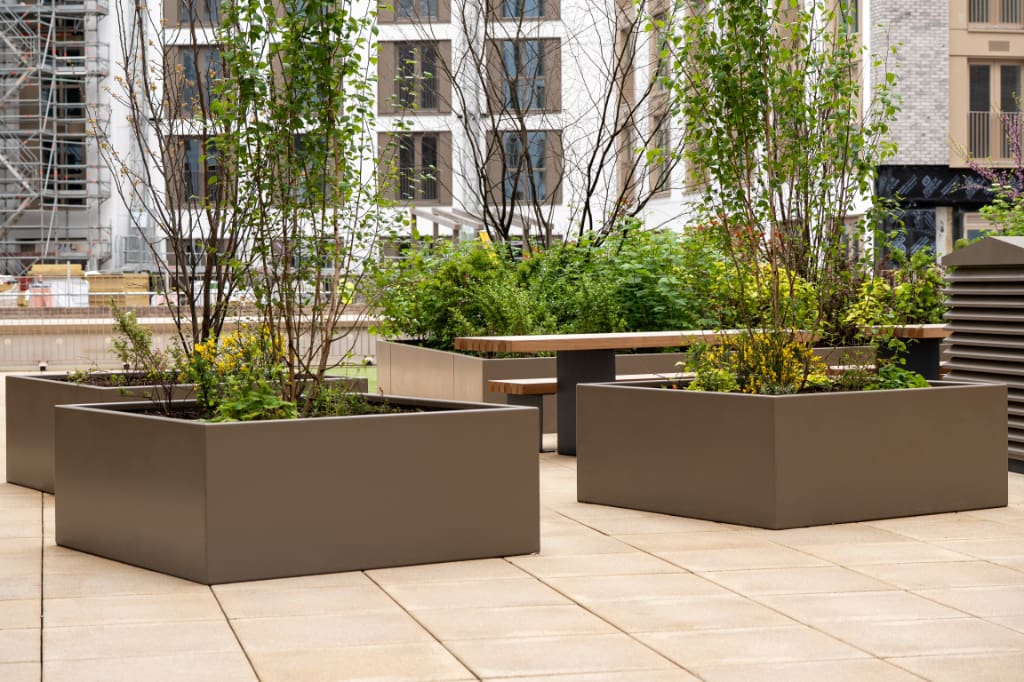 Planters and bench