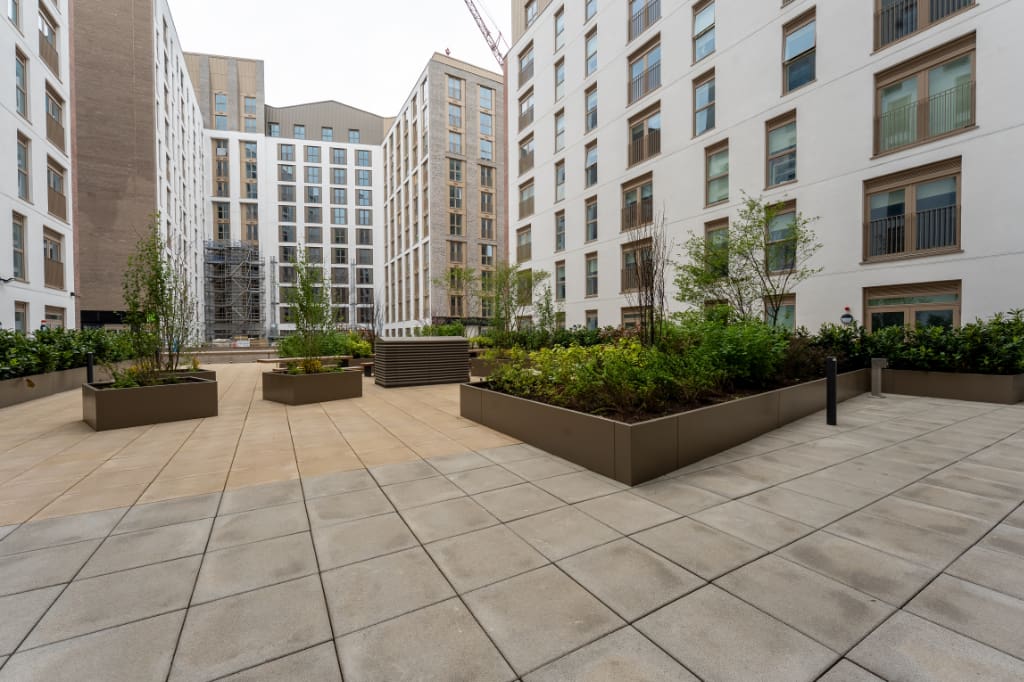 Paving with planters