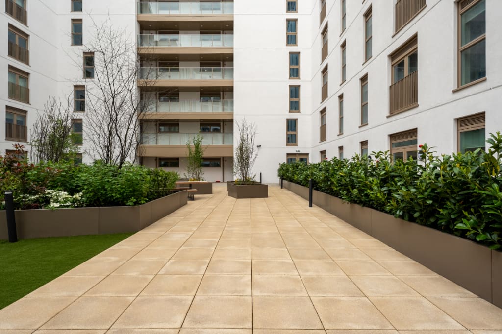 Paving with planters