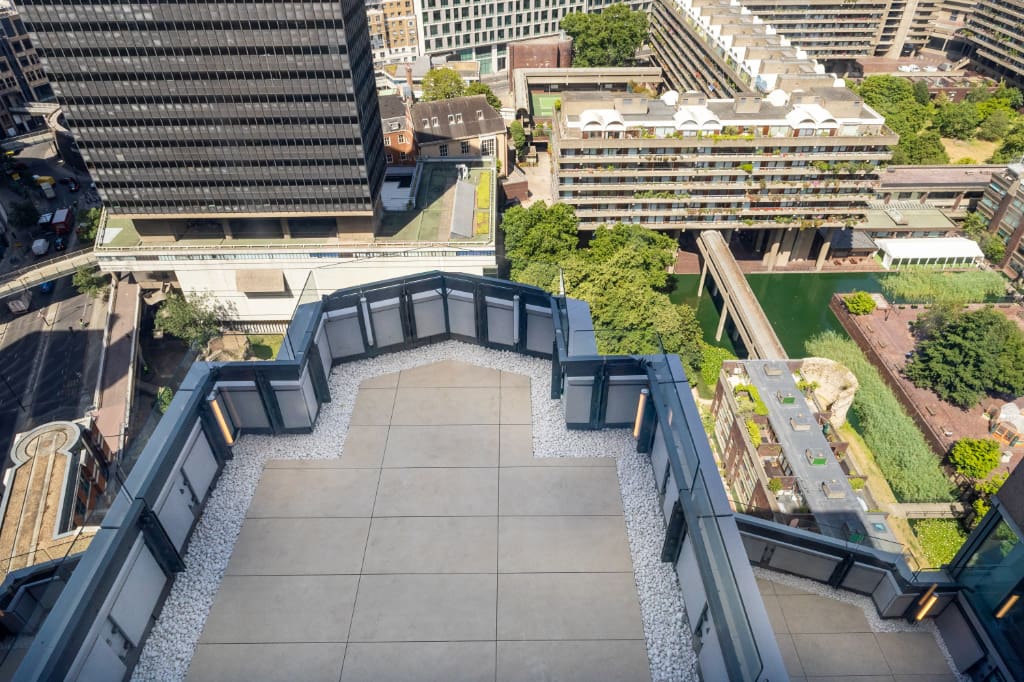 Paved roof terrace from above