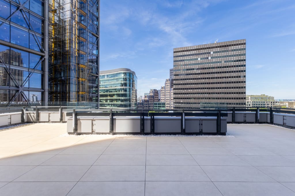 Paved roof terrace