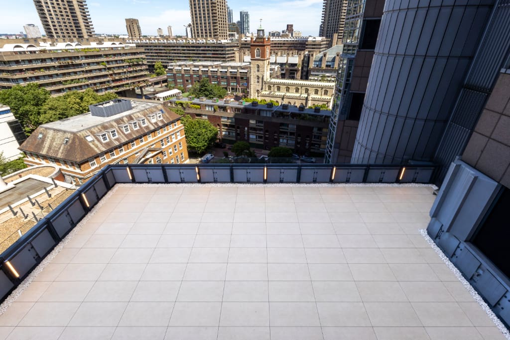 Paved roof terrace from above