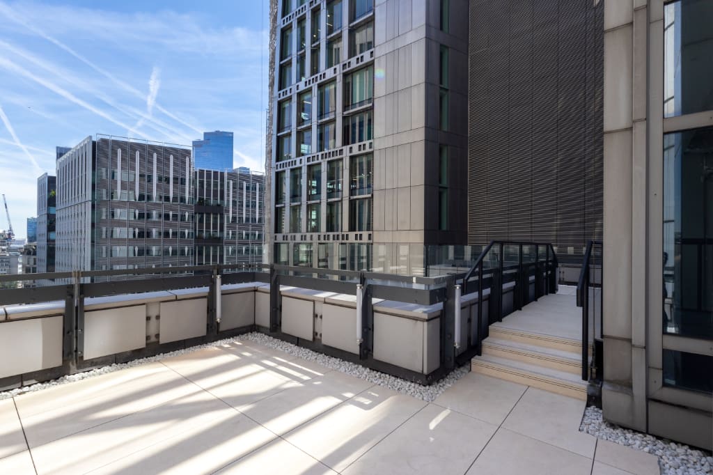 Paved steps on roof terrace