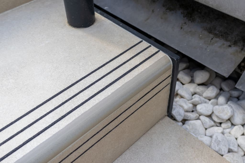 Paved step close-up