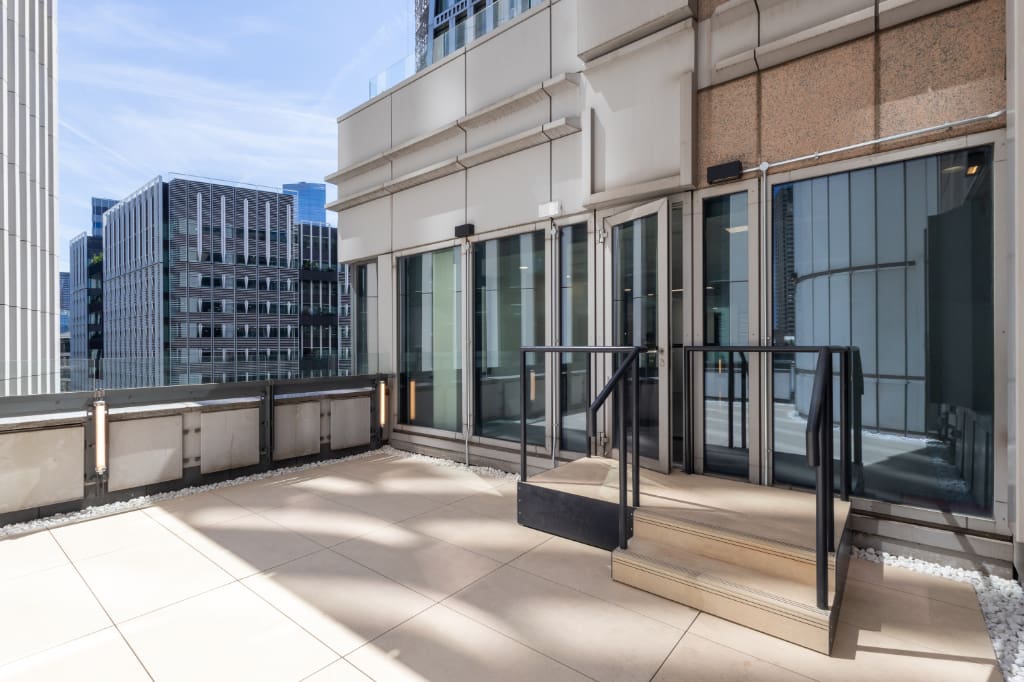 Paved steps on roof terrace