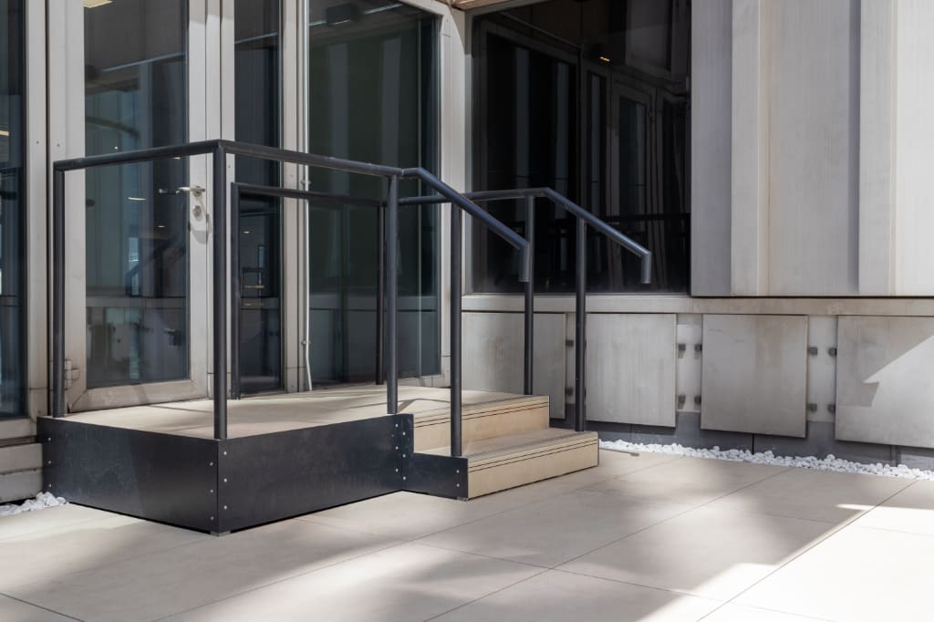 Steps on roof terrace