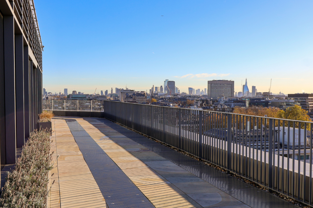 City view from paved roof terrace