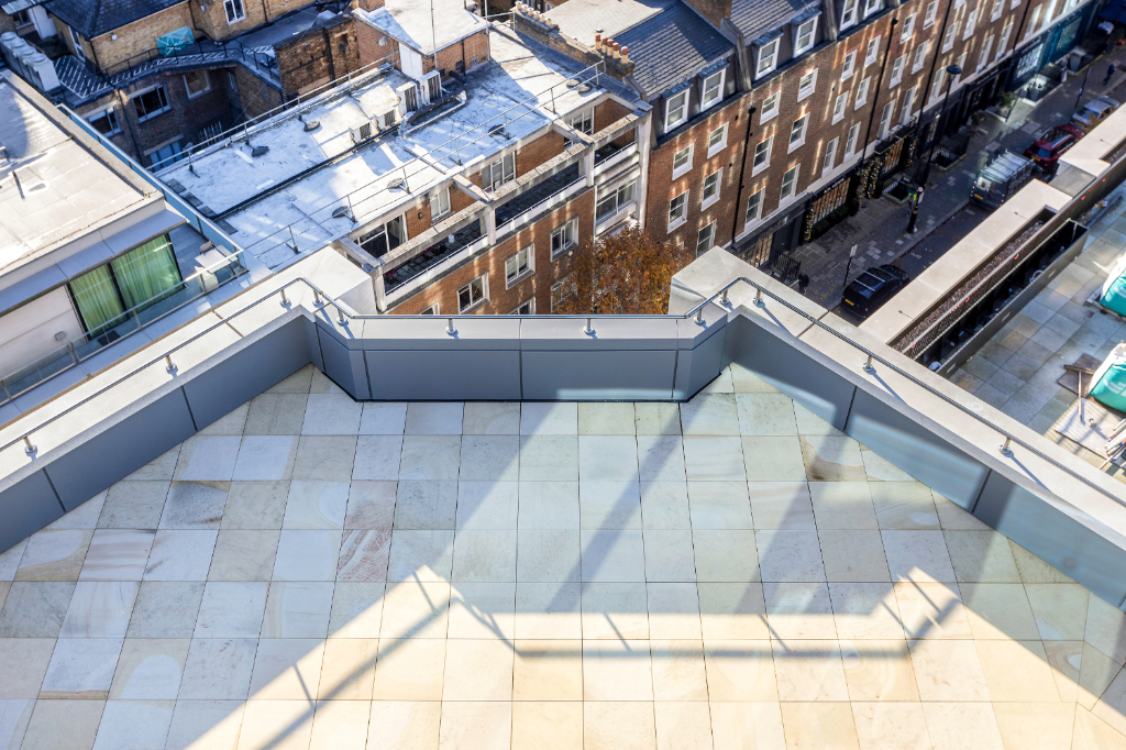 Paved roof terrace from above