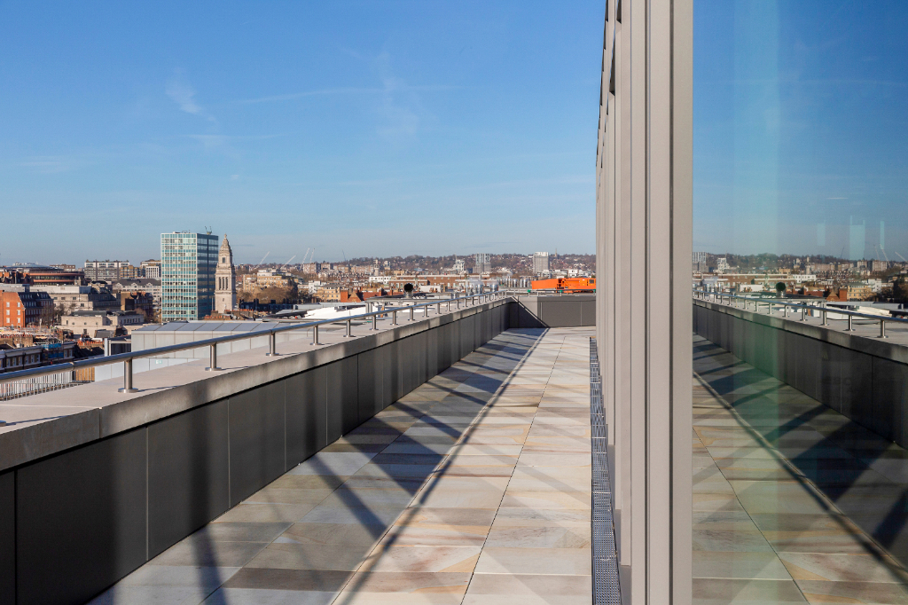 City view from paved roof terrace