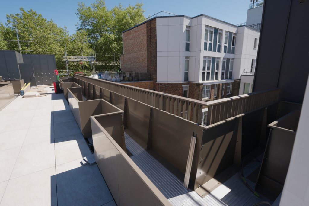 Roof terrace planters and balustrade under construction