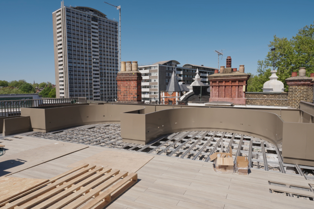 Roof terrace planters under construction
