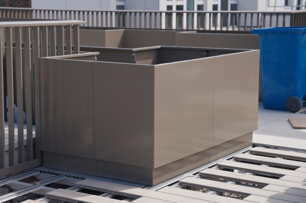 Roof terrace planters under construction