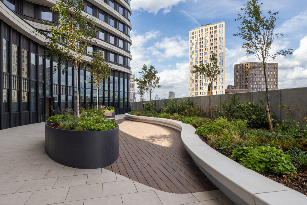 Vitrified Composite Decking, paving, and planters