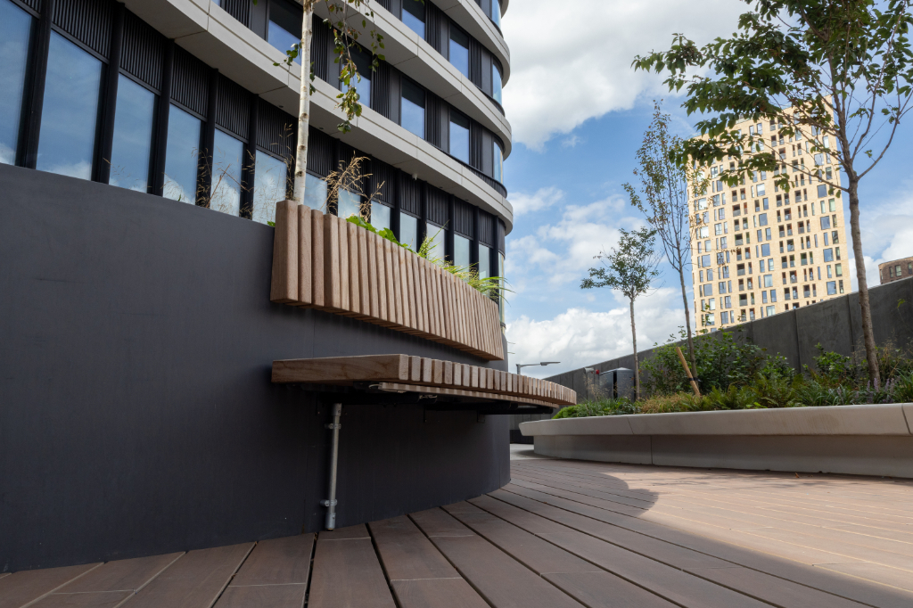 Integrated Seating on planter