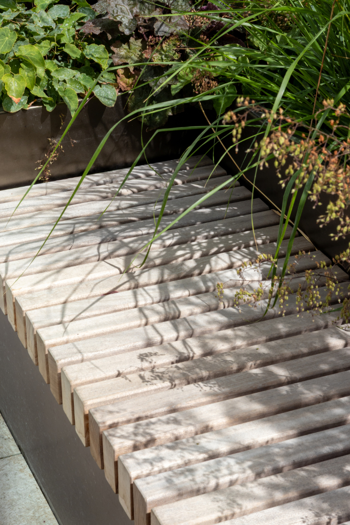 Wooden bench close-up