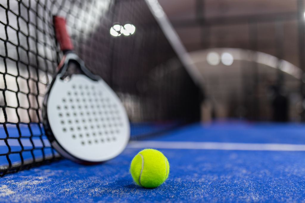 Padel racket and ball