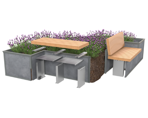 Eiger Planter Modular Seating System exploded render